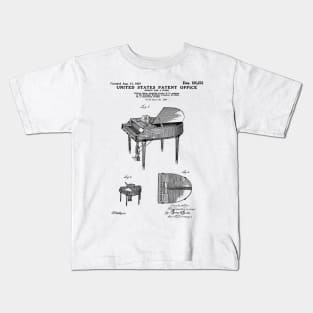 Wurlitzer Piano Patent Black Kids T-Shirt